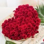 75 red roses heart shape arrangement